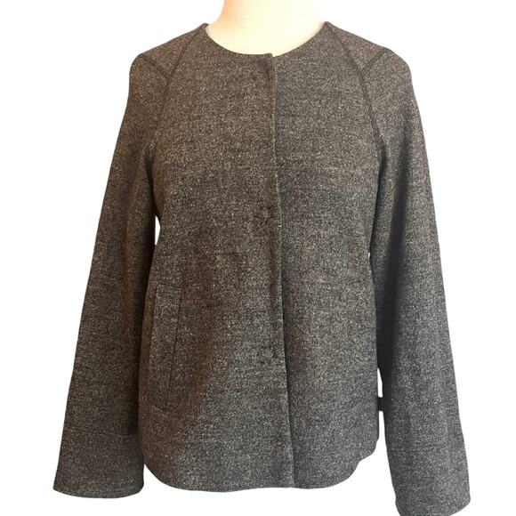 OSKA Wool Lady Jacket Blazer Womens 4/6 Charcoal Grey Concealed Snap Lagenlook - Picture 4 of 15